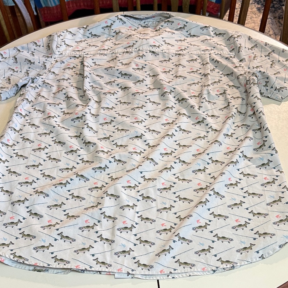 BURLEBO Men's XL Short Sleeve Fishing Print Shirt - Picture 5 of 8